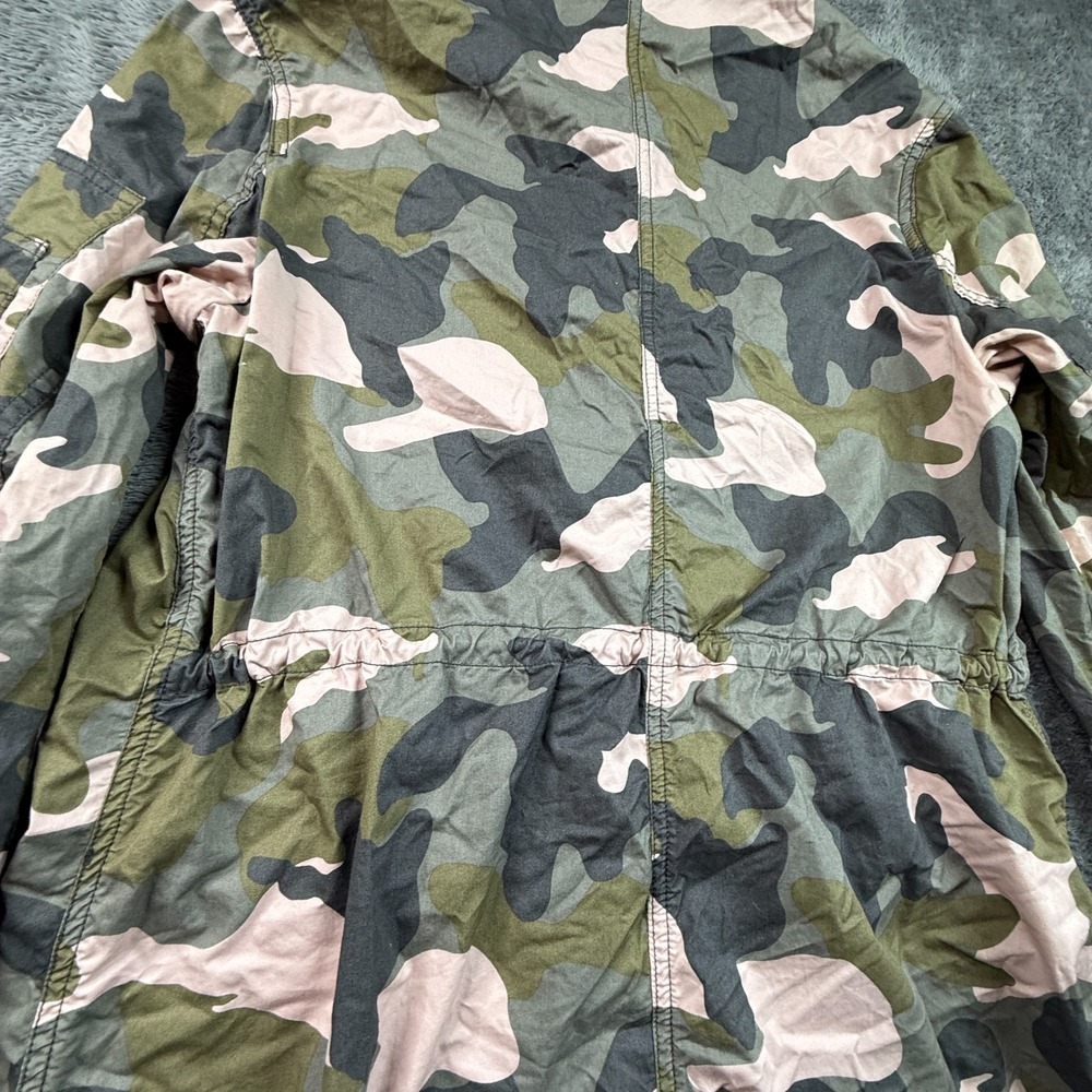 Divided H & M Women's Snap Zip Utility Camo Jacket Pockets Drawstring Pink 8 - Picture 3 of 8